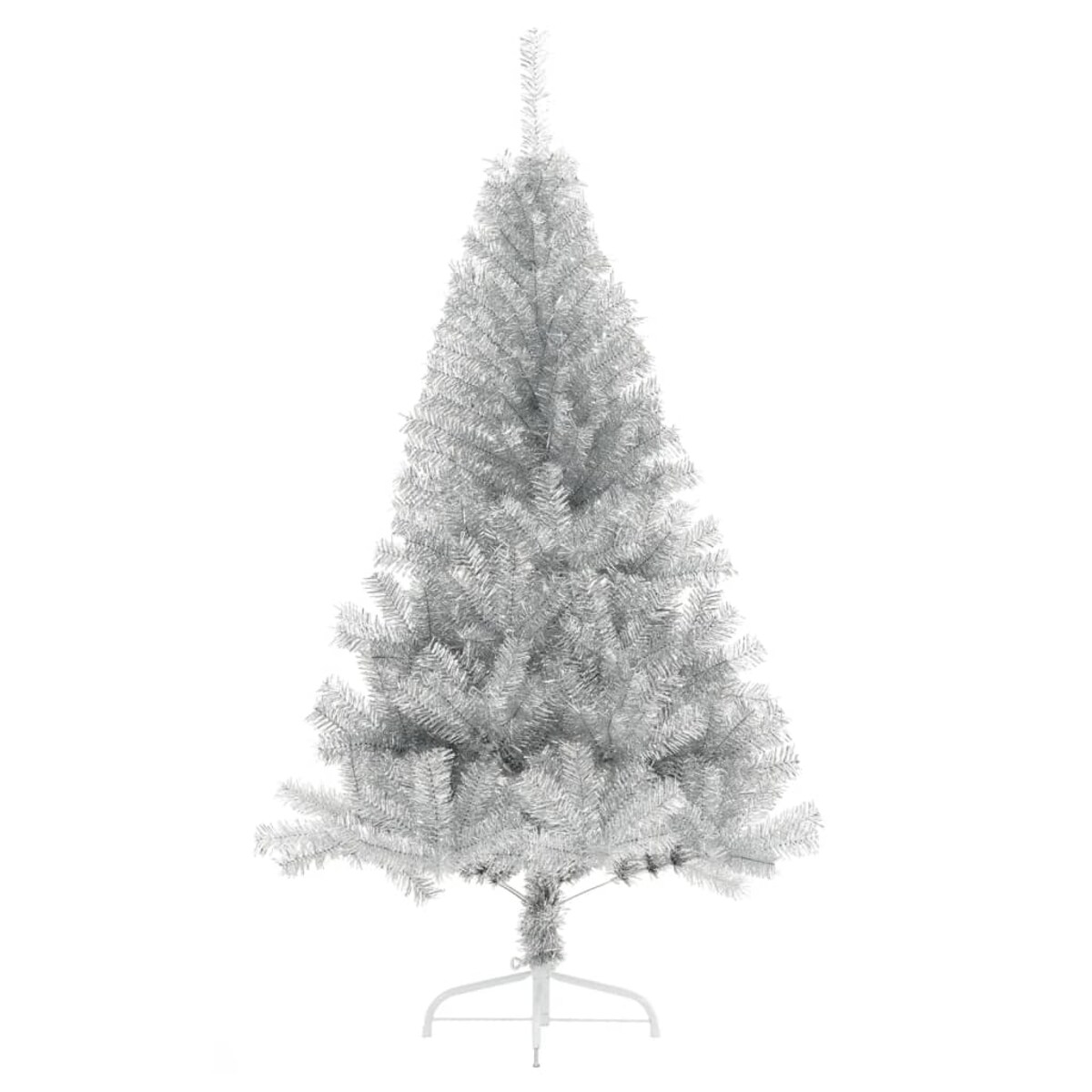 vidaXL Sztuczna choinka połówka ze stojakiem, srebrna, 150 cm, PET
