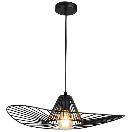 Industrialna LAMPA wisząca ABANO 317186 Polux druciana OPRAWA metalowy ZWIS loftowy czarny kapelusz