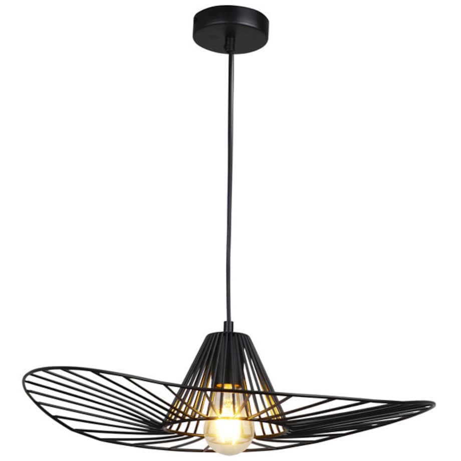 Industrialna LAMPA wisząca ABANO 317186 Polux druciana OPRAWA metalowy ZWIS loftowy czarny kapelusz