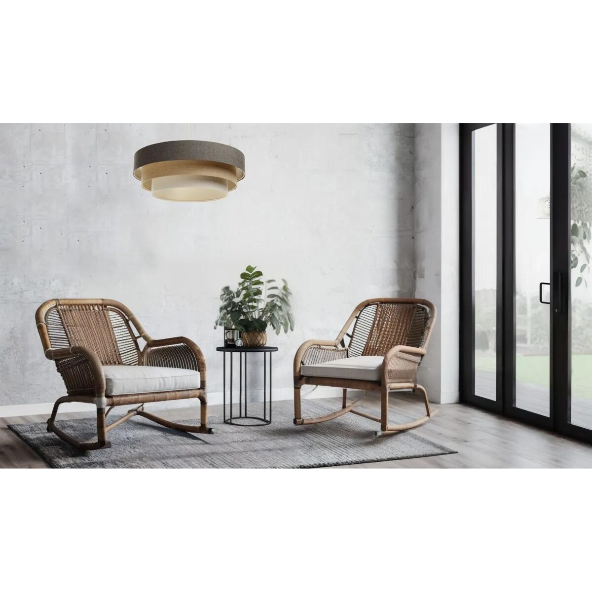 Lampa wisząca ERUTAN TRIPLE szara/beżowa/kremowa