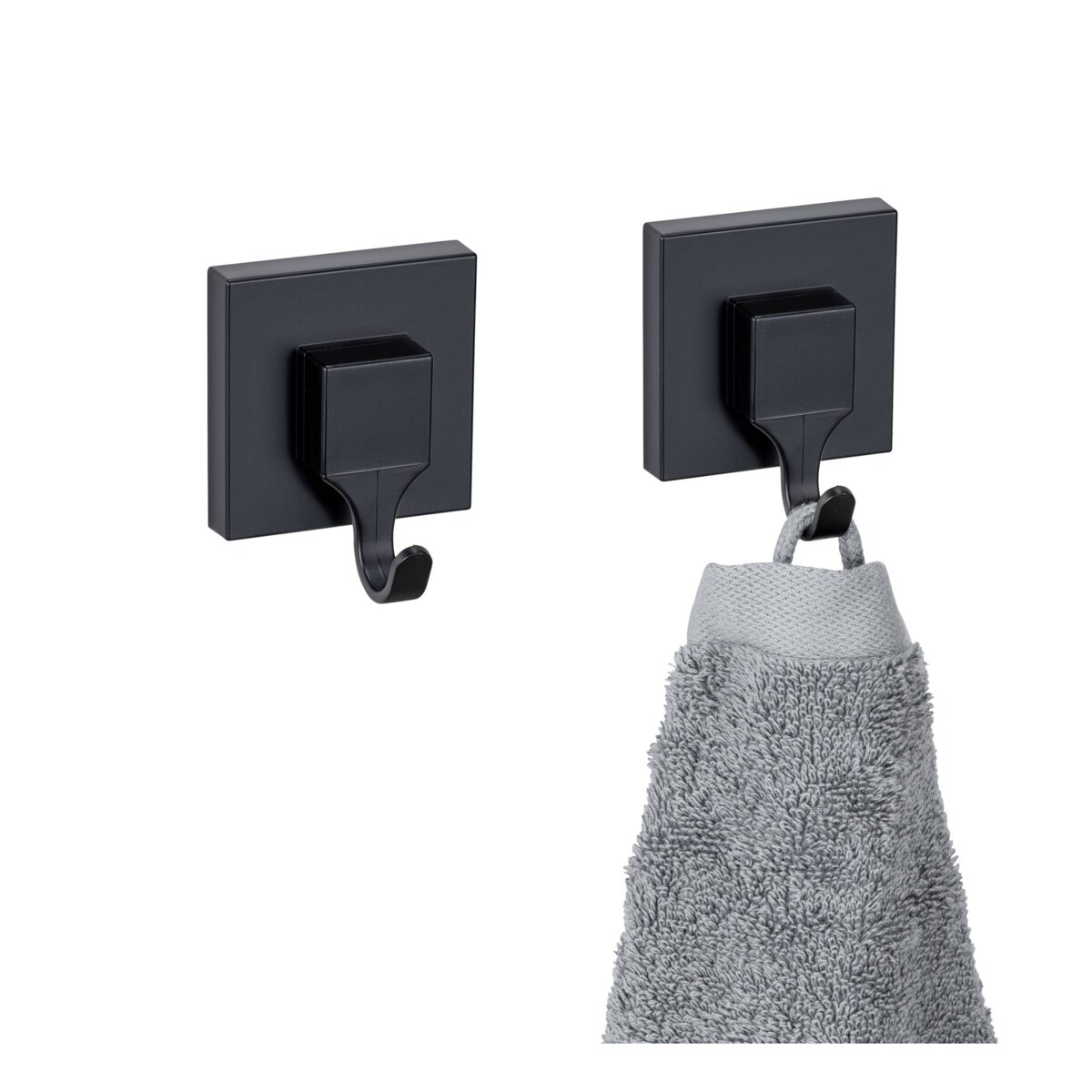 Zestaw 2 haczyków na ręczniki QUADRO, montaż bez wiercenia