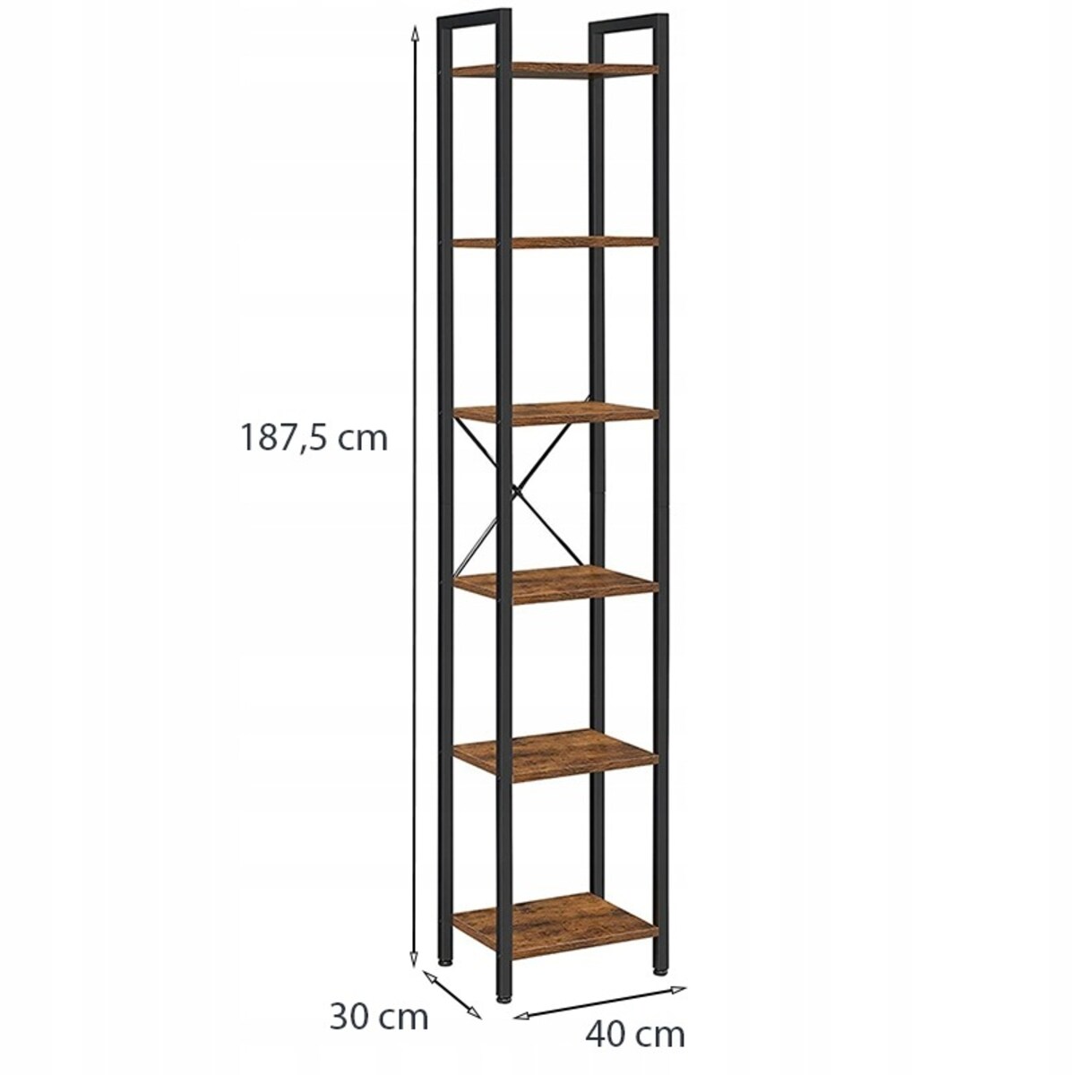 Biurowy regał na książki biblioteczka wysoki loft industrial słupek vintage