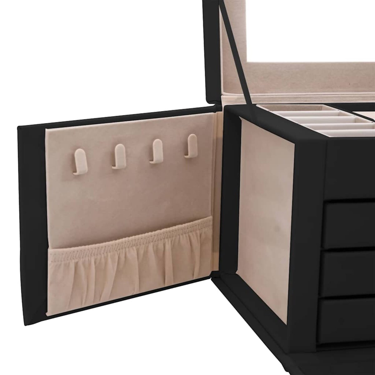 vidaXL Pudełko na biżuterię 4-warstwowe z lustrem zamykane na klucz