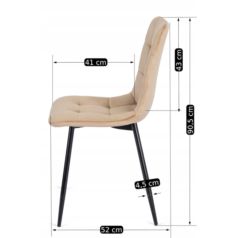 Krzesło Tapicerowane Kuchenne Welurowe Do Jadalni Kuchni Loft PERU Beż