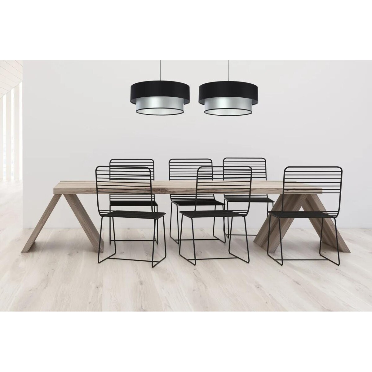 Lampa wisząca DOUBLE BLACK 40 srebrna/czarna