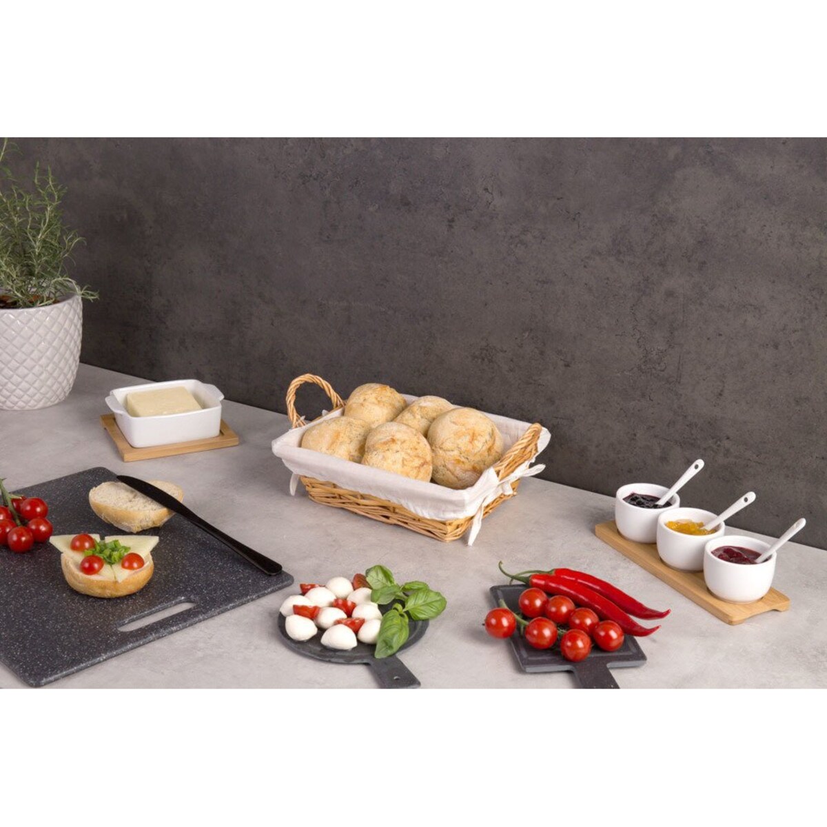 Kosz na pieczywo wyłożony płótnem, pojemnik na chleb z wikliny, KESPER