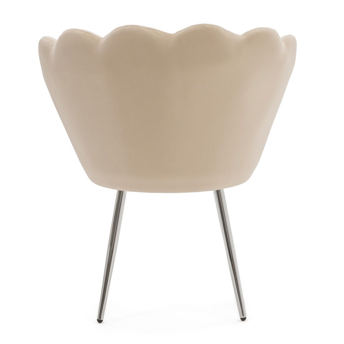 Krzesło tapicerowane Glamour SHELL srebrne nogi Muszla Muszelka beżowa