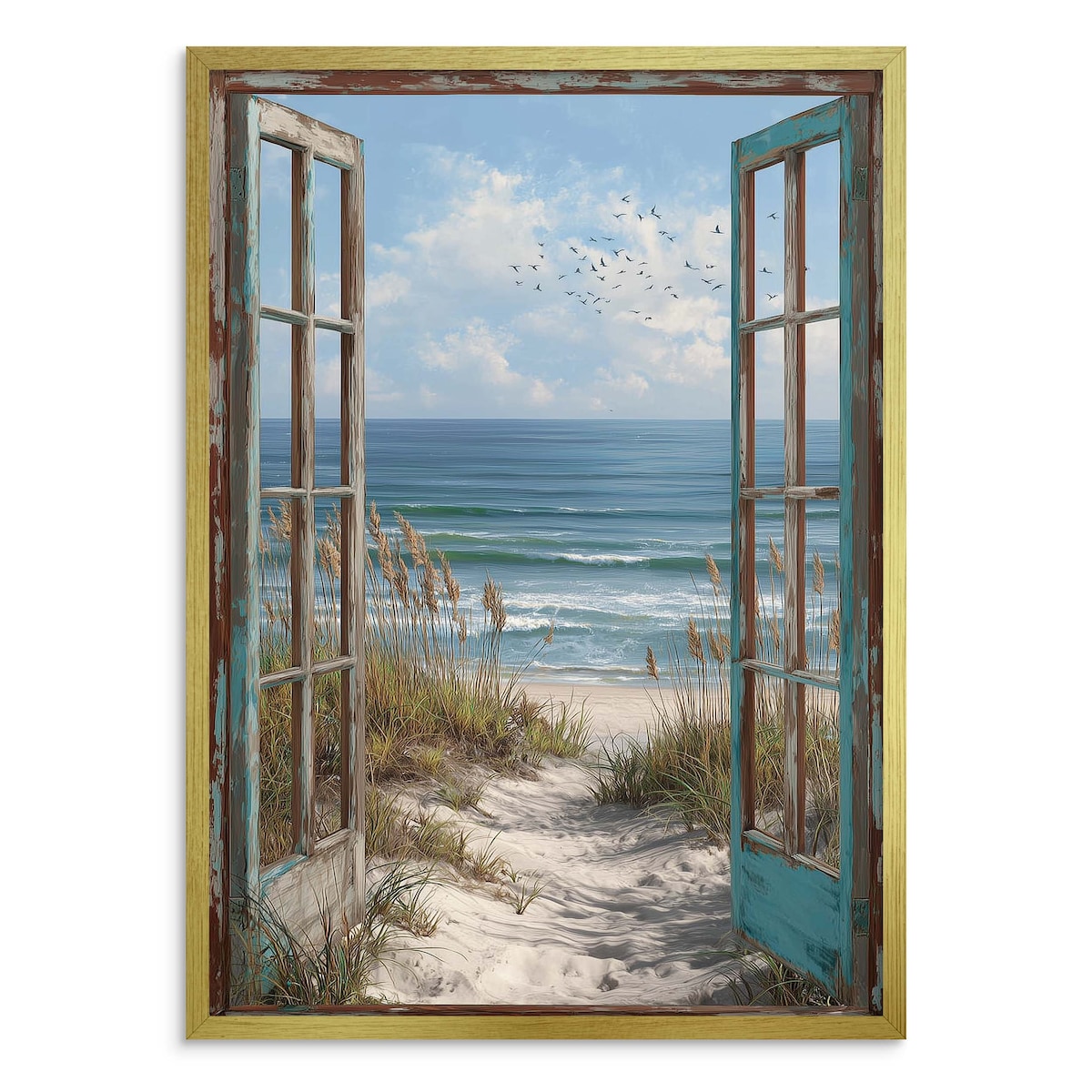 Plakat Obraz na ścianę Dekoracja ścienna do salonu Okno Widok na plażę