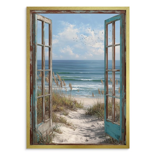 Plakat Obraz na ścianę Dekoracja ścienna do salonu Okno Widok na plażę
