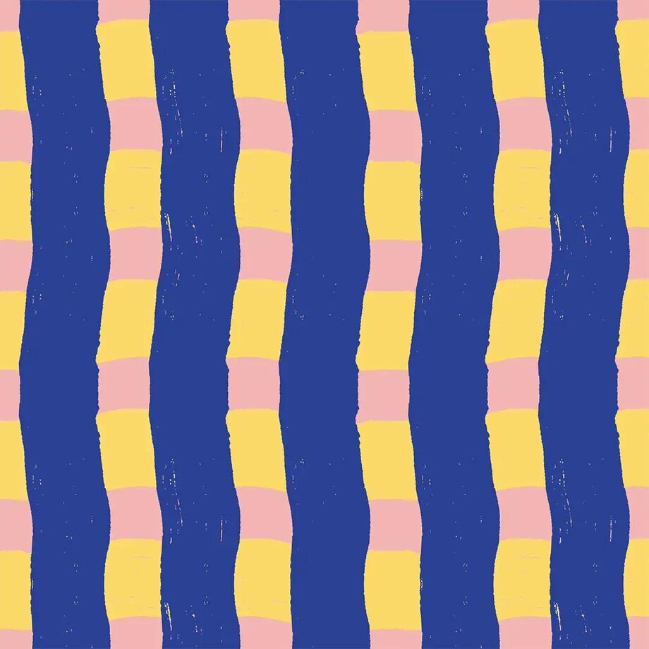 Lniany ręcznik kuchenny - niebiesko-zółto-różowa krata