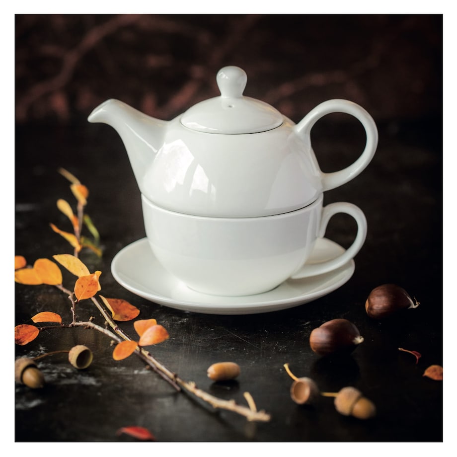 Zestaw do herbaty "tea for one" basic round, biały