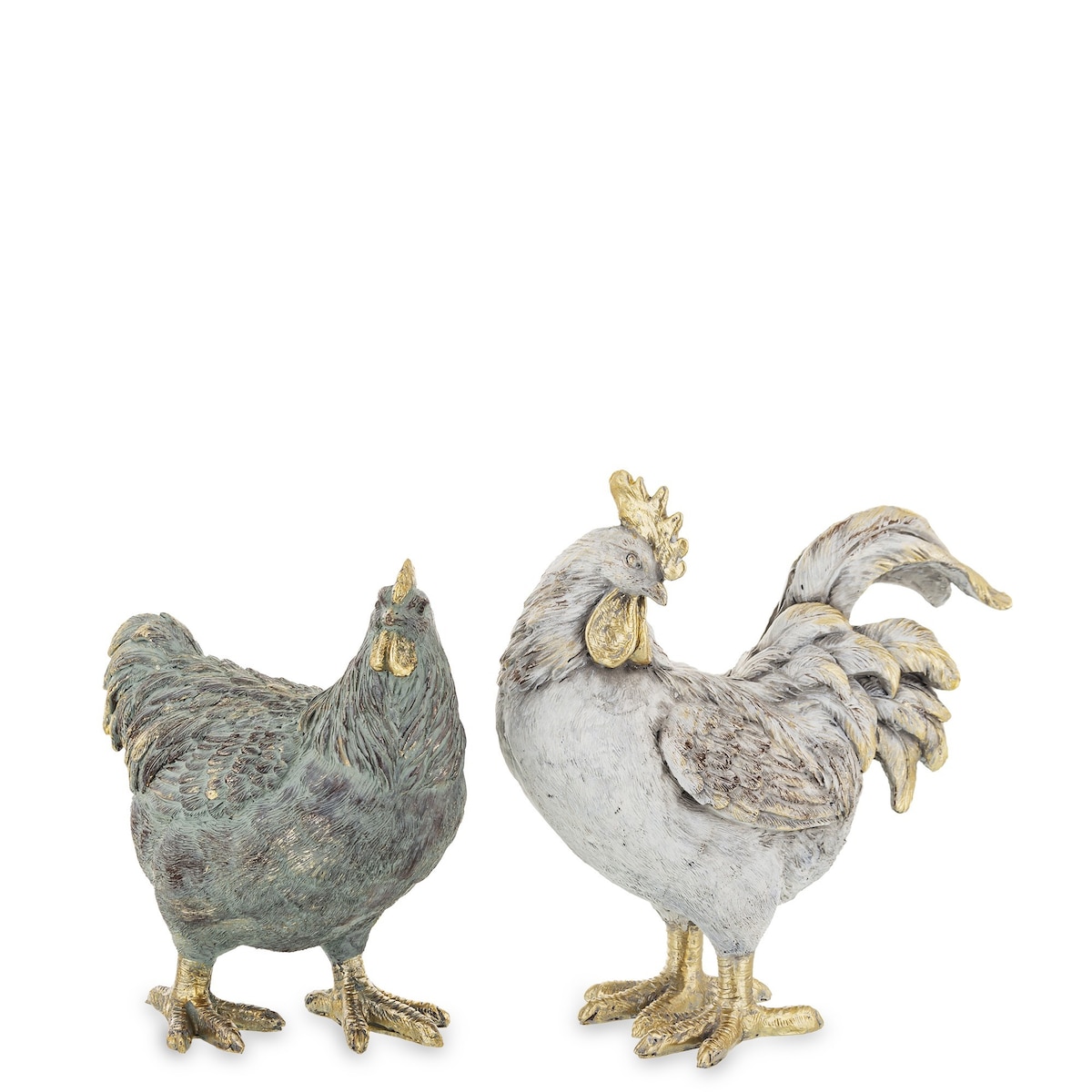 Dekoracja - para kogut i kura 21x9x19 i 18x9x15,5 cm PLOMFEE-2 szary