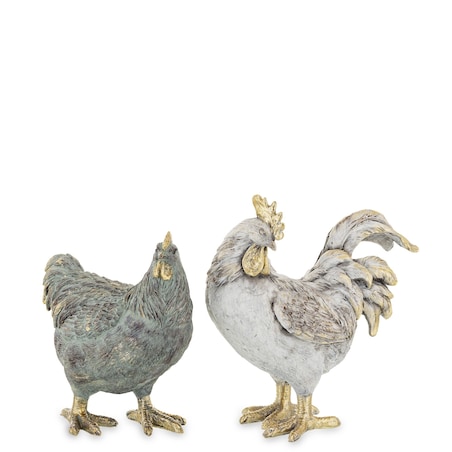 Dekoracja - para kogut i kura 21x9x19 i 18x9x15,5 cm PLOMFEE-2 szary