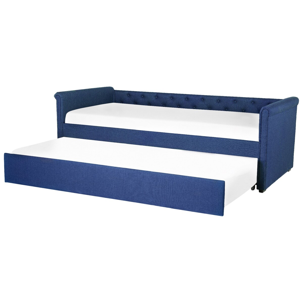 Łóżko wysuwane tapicerowane 80 x 200 cm niebieskie LIBOURNE