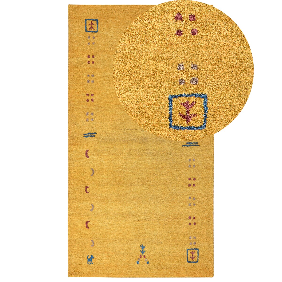 Dywan wełniany gabbeh 80 x 150 cm żółty AKALAN