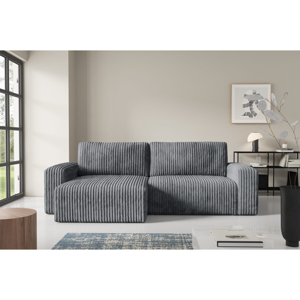 Narożnik FANO z funkcją spania sztruks Kolor: TILIA 90