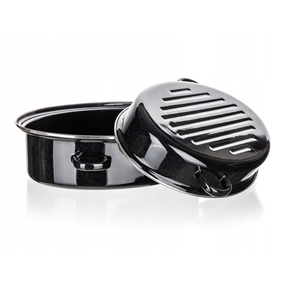 BRYTFANNA owalna emaliowana 38 cm pokrywa duża na pieczenie mięso święta