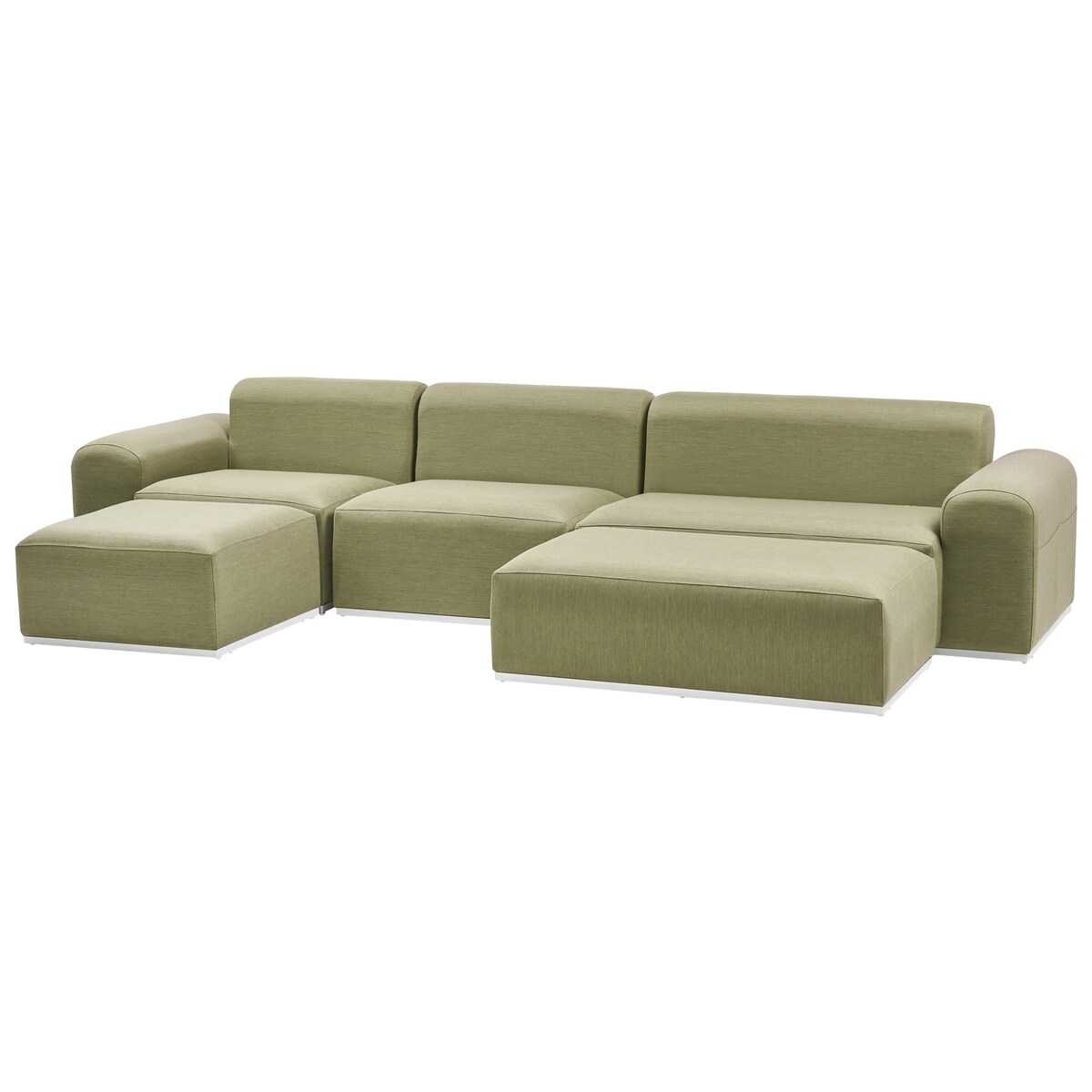 Sofa ogrodowa z otomaną dla 7 osób BATTIFOLLO Oliwkowy Modułowy