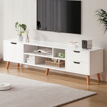 Nowoczesna komoda 140 cm z szufladami i półkami do salonu sypialni przedpokoju