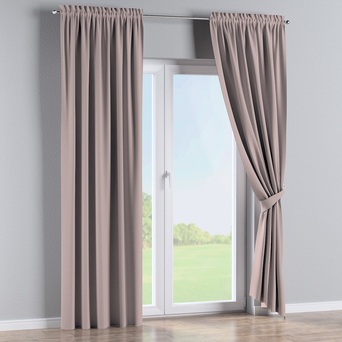 Zasłona na kanale z grzywką 1 szt. 130x260 różany beż