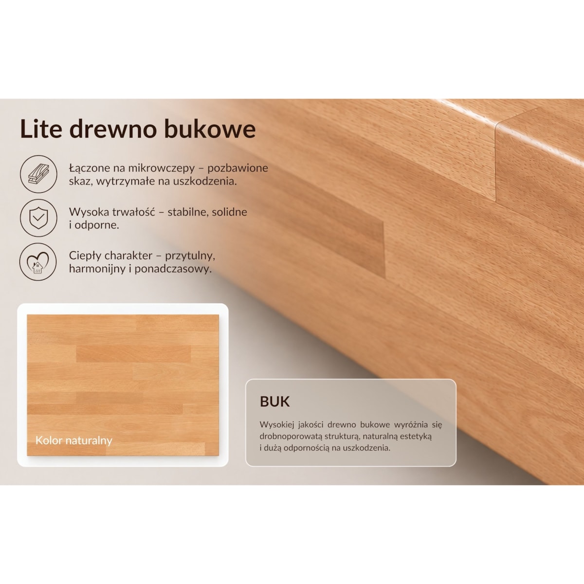 Drewniane bukowe biurko / toaletka z szufladami Visby LISA / kolor naturalny