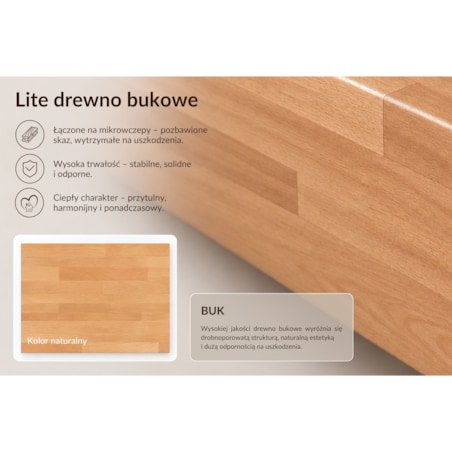 Drewniane bukowe biurko / toaletka z szufladami Visby LISA / kolor naturalny