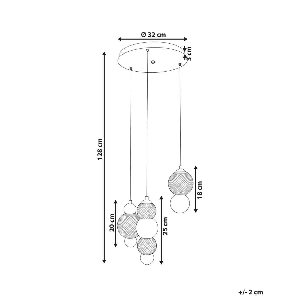 Lampa wisząca 3-punktowa SORA LED Szkło Złoty