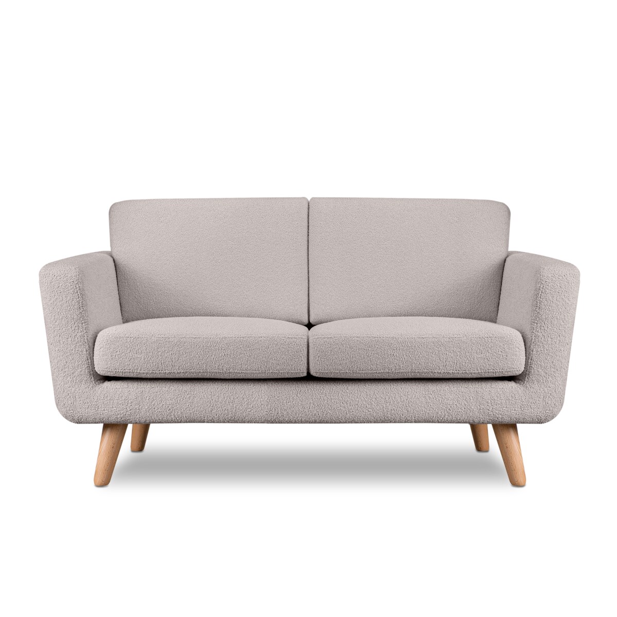 KONSIMO TAGIO Skandynawska 2-osobowa sofa z jasnoszarej tkaniny z owczej wełny