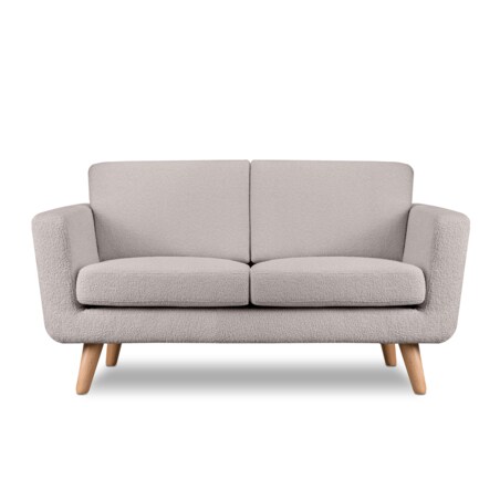 KONSIMO TAGIO Skandynawska 2-osobowa sofa z jasnoszarej tkaniny z owczej wełny
