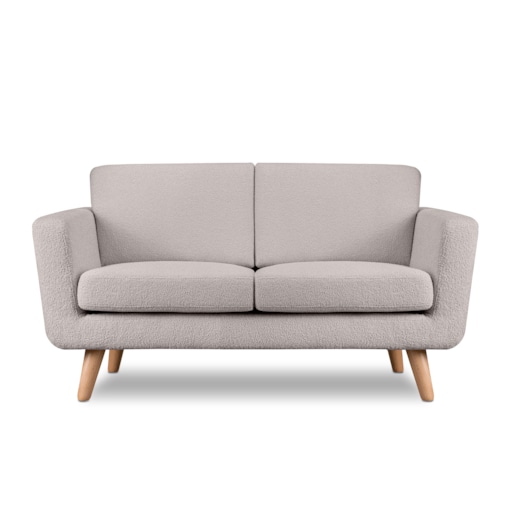 KONSIMO TAGIO Skandynawska 2-osobowa sofa z jasnoszarej tkaniny z owczej wełny