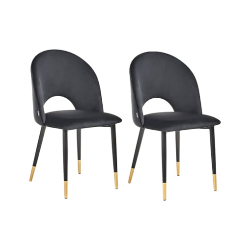 Zestaw 2 krzeseł do jadalni welurowy czarny MAGALIA