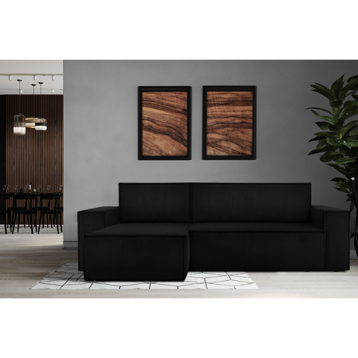 KONSIMO NAPI Uniwersalny narożnik z funkcją spania, czarny, prawy/lewy