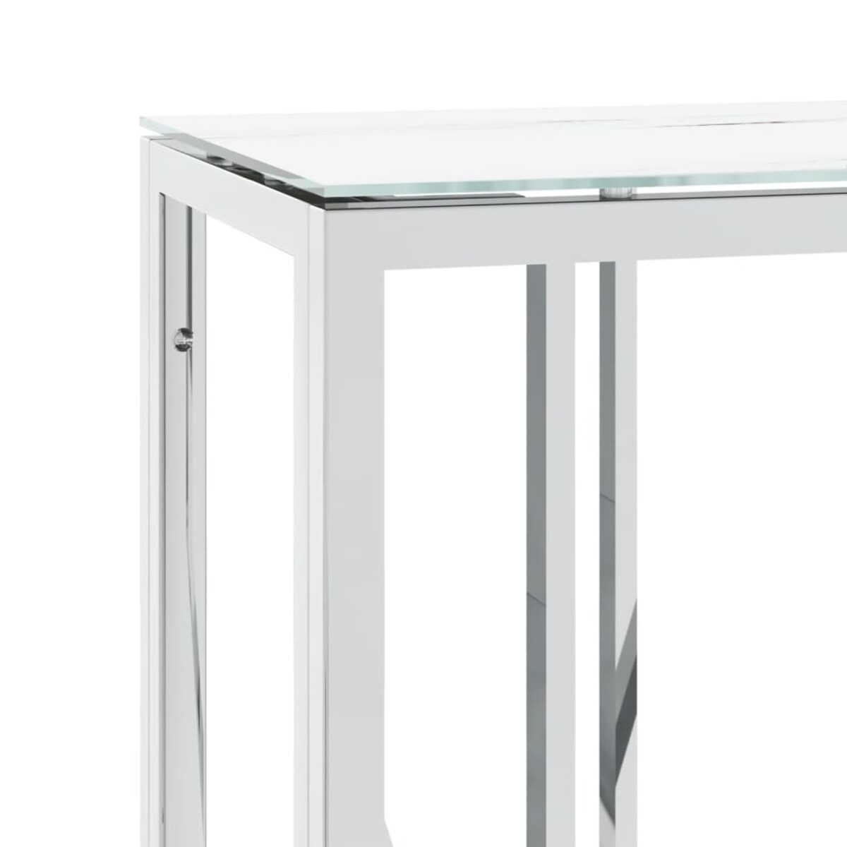vidaXL Stolik konsolowy, srebrny, 110x30x70cm, stal nierdzewna i szkło