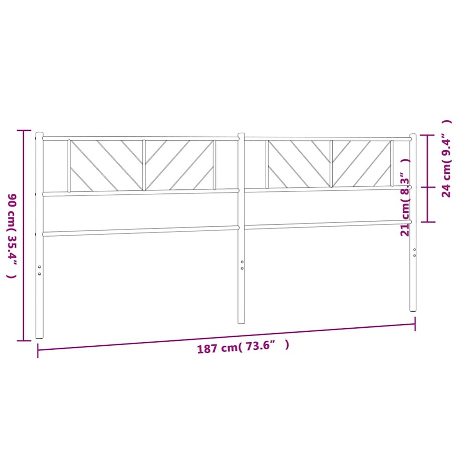 vidaXL Metalowe wymienne wezgłowie, czarne, 180 cm