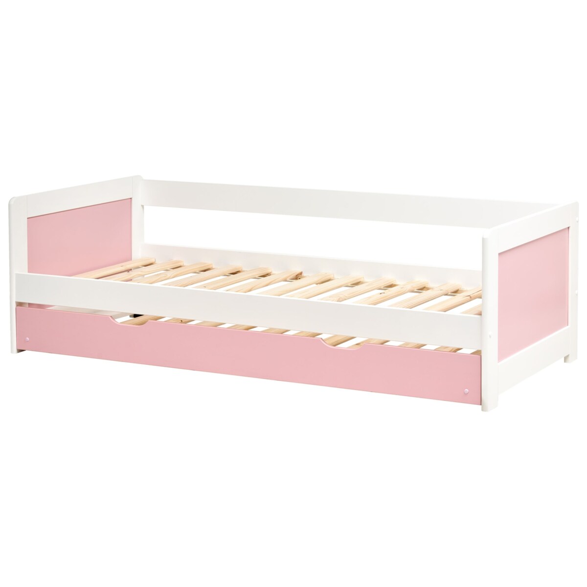 Łóżko wysuwane Drewno sosnowe GRAVELINES 90 x 200 cm Różowy