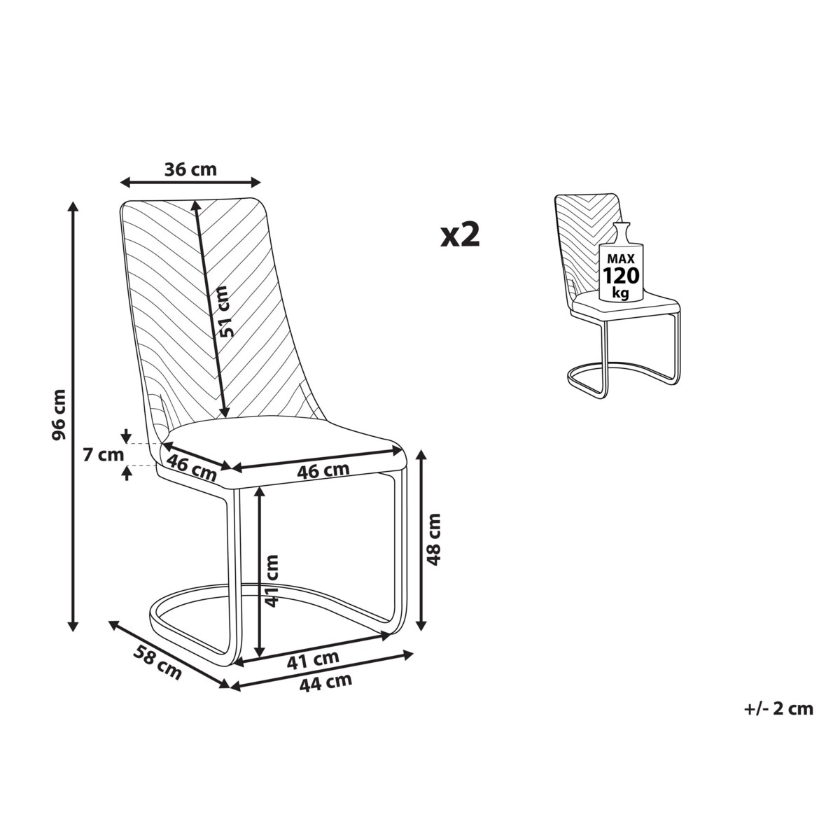 Zestaw 2 krzeseł do jadalni welurowy szary ALTOONA