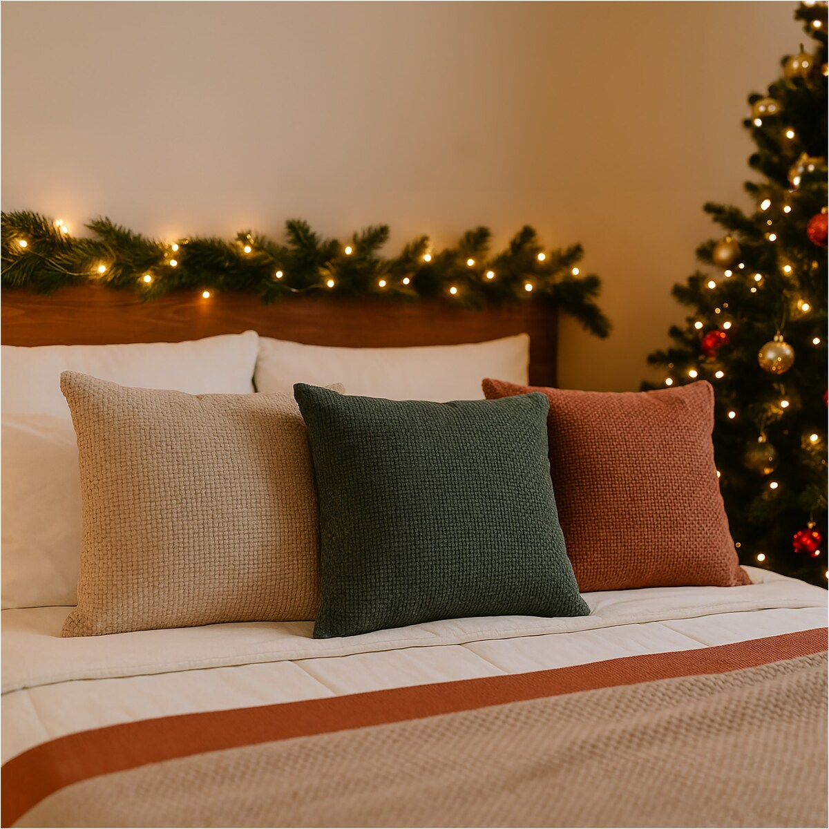 Poduszka Z Wkładem Ozdobna Jesienna Dekoracyjna 45X45 Cm Czerwona