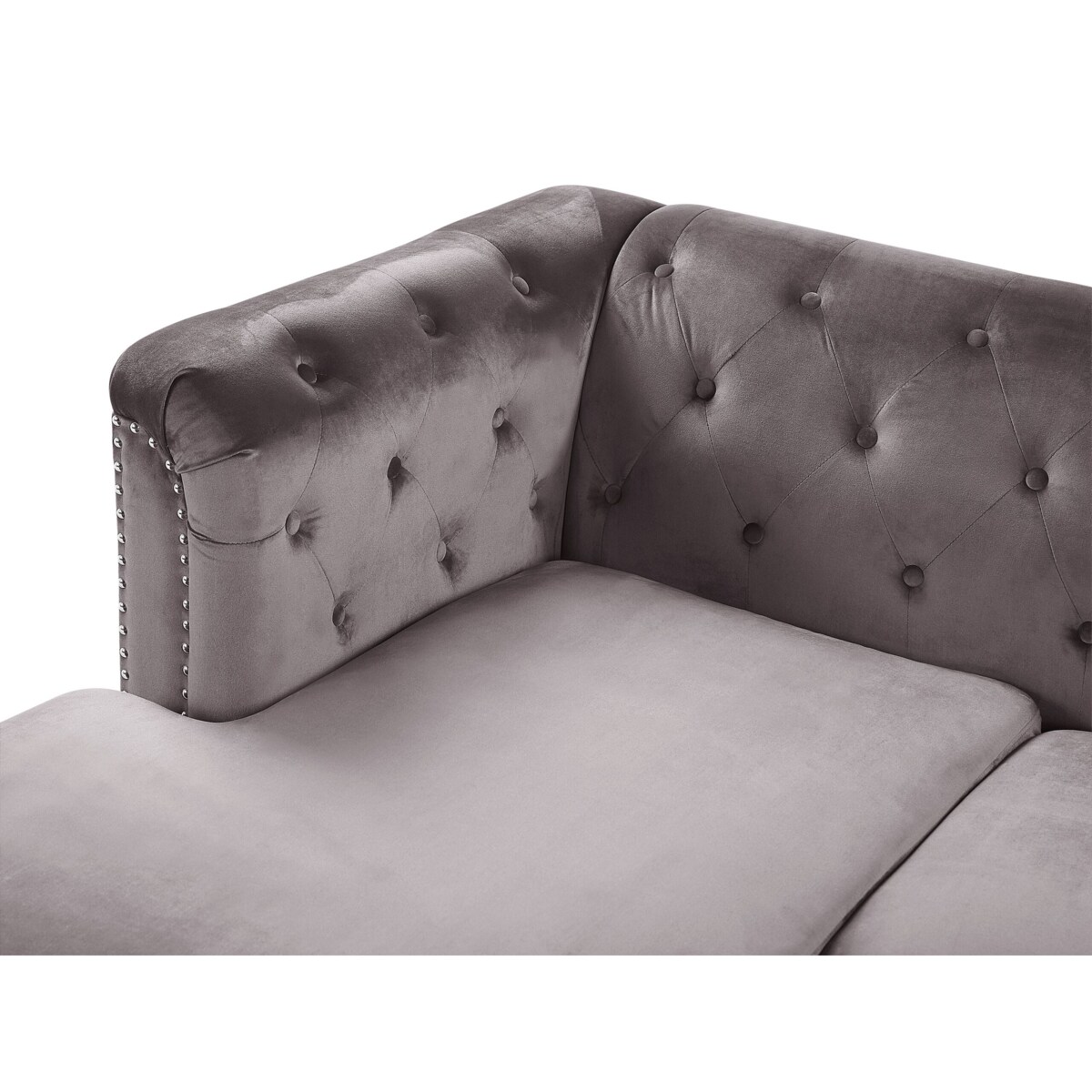 Narożnik welurowy prawostronny szary FLEN