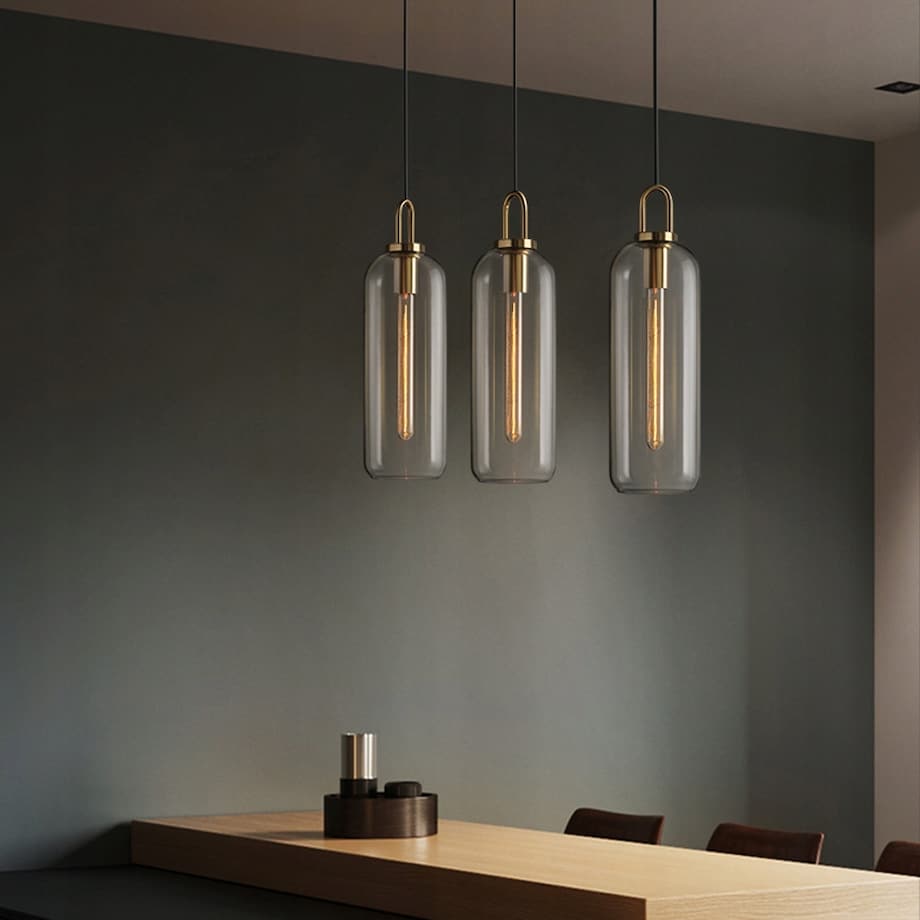 Lampa Wisząca Sufitowa Żyrandol E27 Szklana Tuba