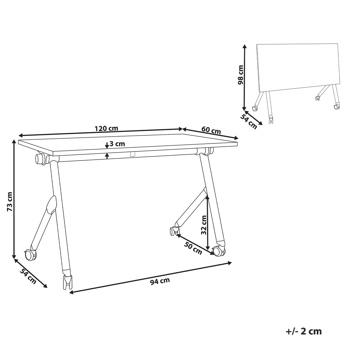 Składane biurko BENDI Brązowy 120 cm 60 cm