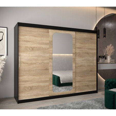 Szafa przesuwna Garderoba PROMO T2 250 czarny/sonoma