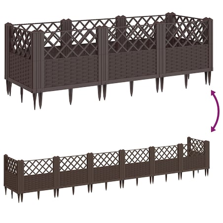 vidaXL Donica ogrodowa na kołkach, brązowa, 123,5x43,5x43,5 cm, PP