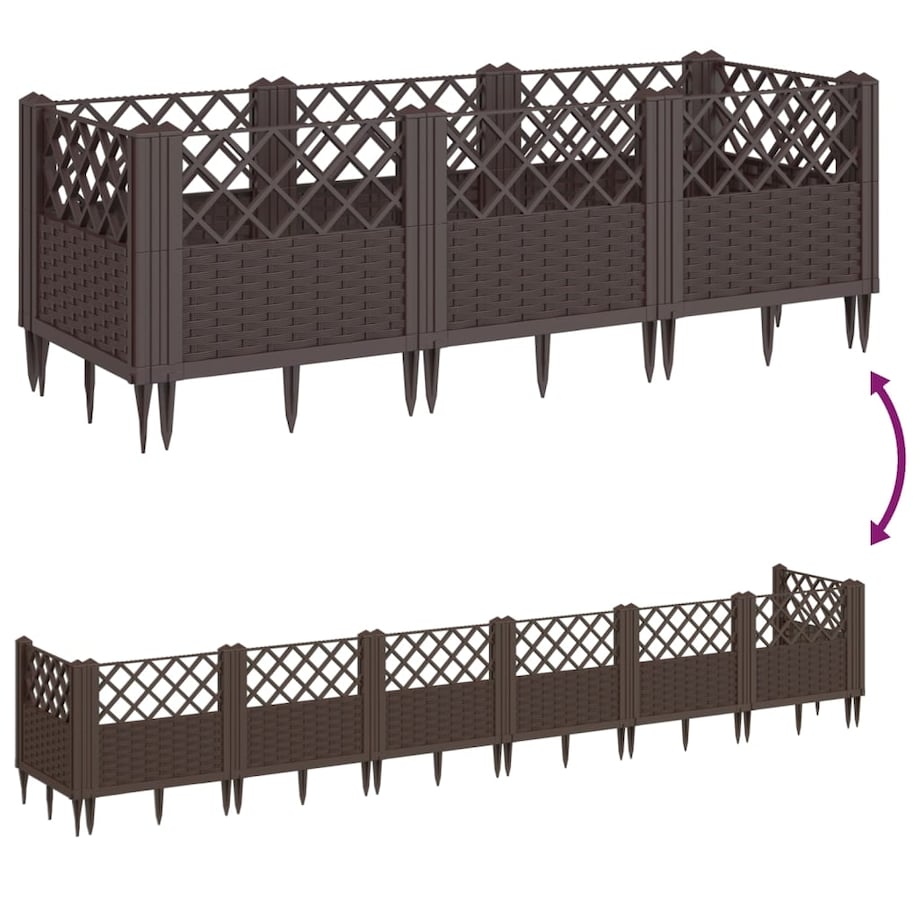 vidaXL Donica ogrodowa na kołkach, brązowa, 123,5x43,5x43,5 cm, PP