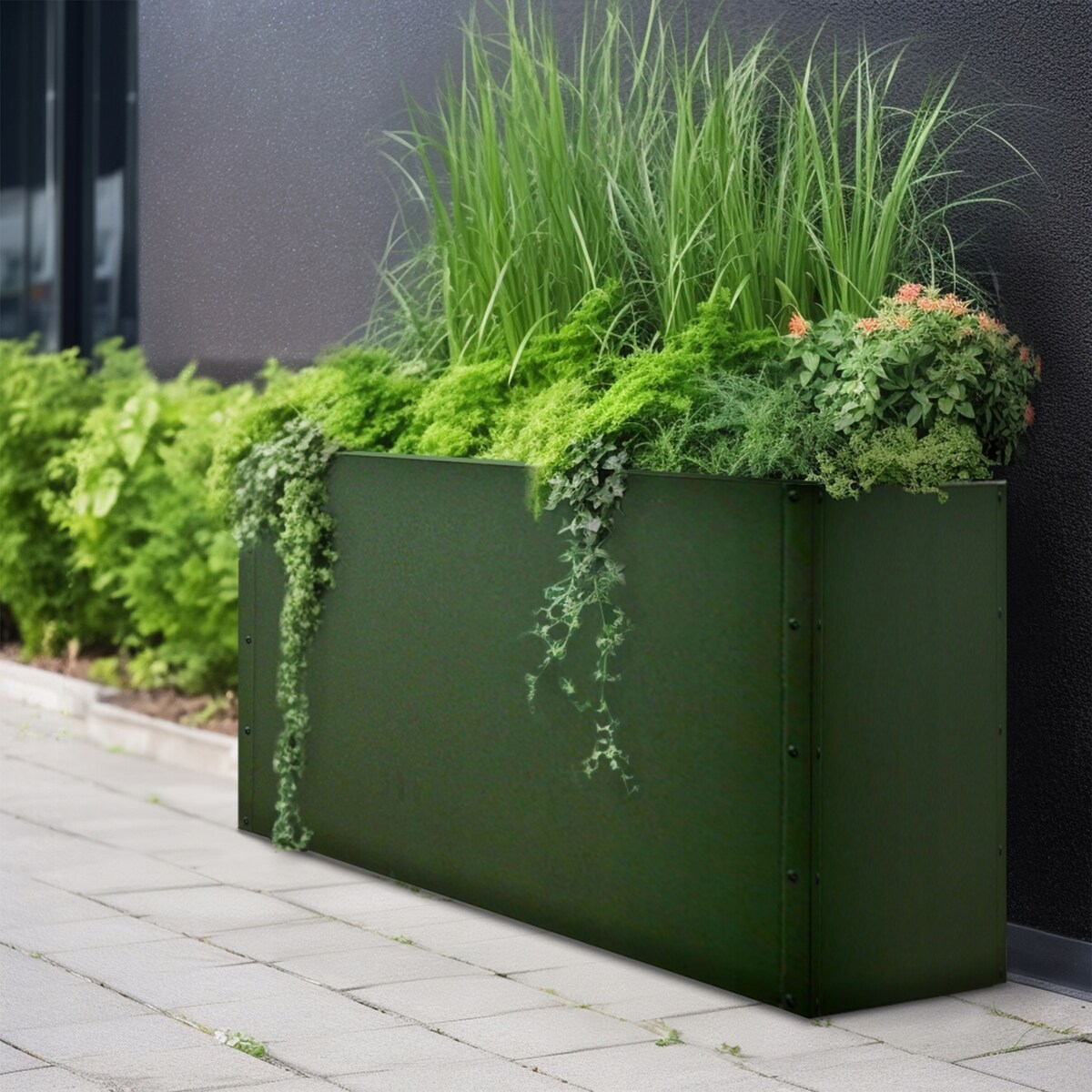 Donica ogrodowa metalowa150x40x70 RAL7016 antracyt