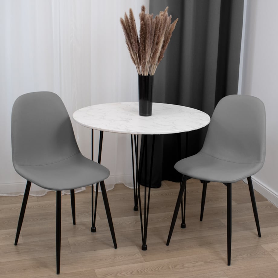 Krzesło tapicerowane ekoskóra szare nowoczesne do salonu