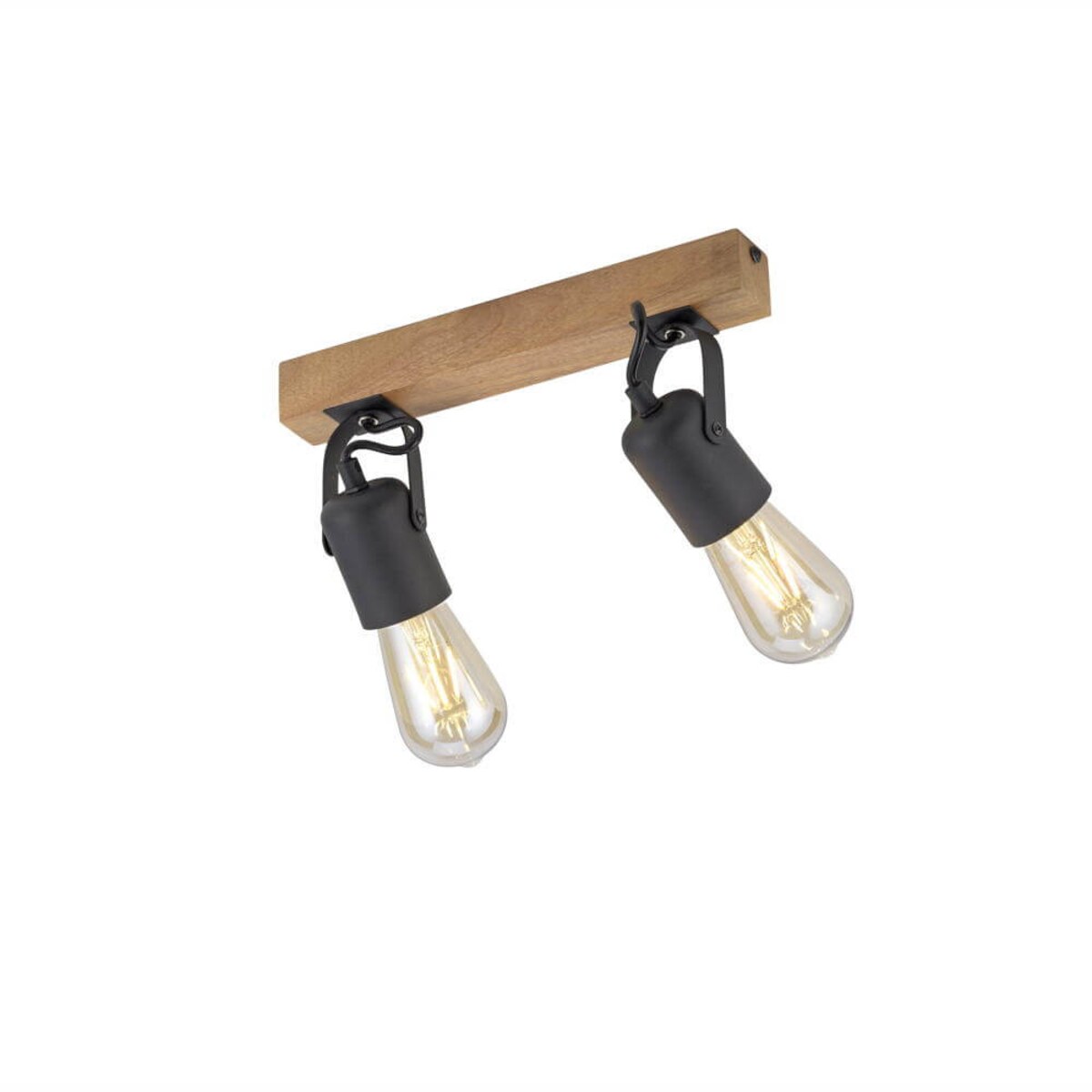 2-punktowa lampa sufitowa Canop kierunkowa czarna drewno