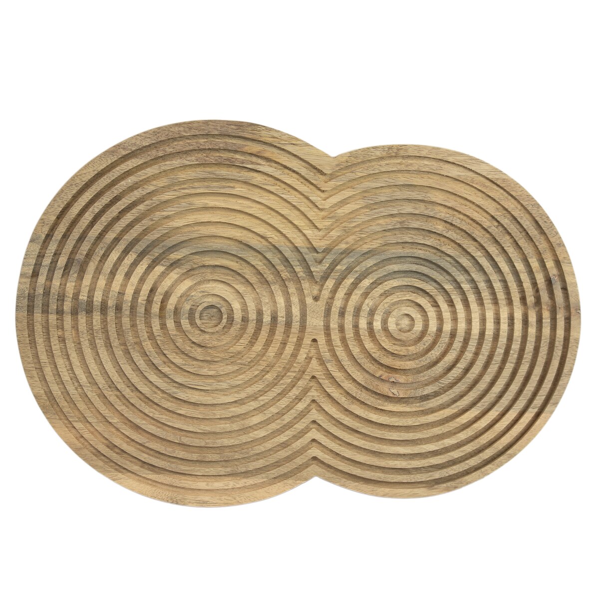 Deska Do Serwowania Drewniana Duża Okrągła Kuchenna Solidna 48X33 Cm Brązowa (Dwa Koła)