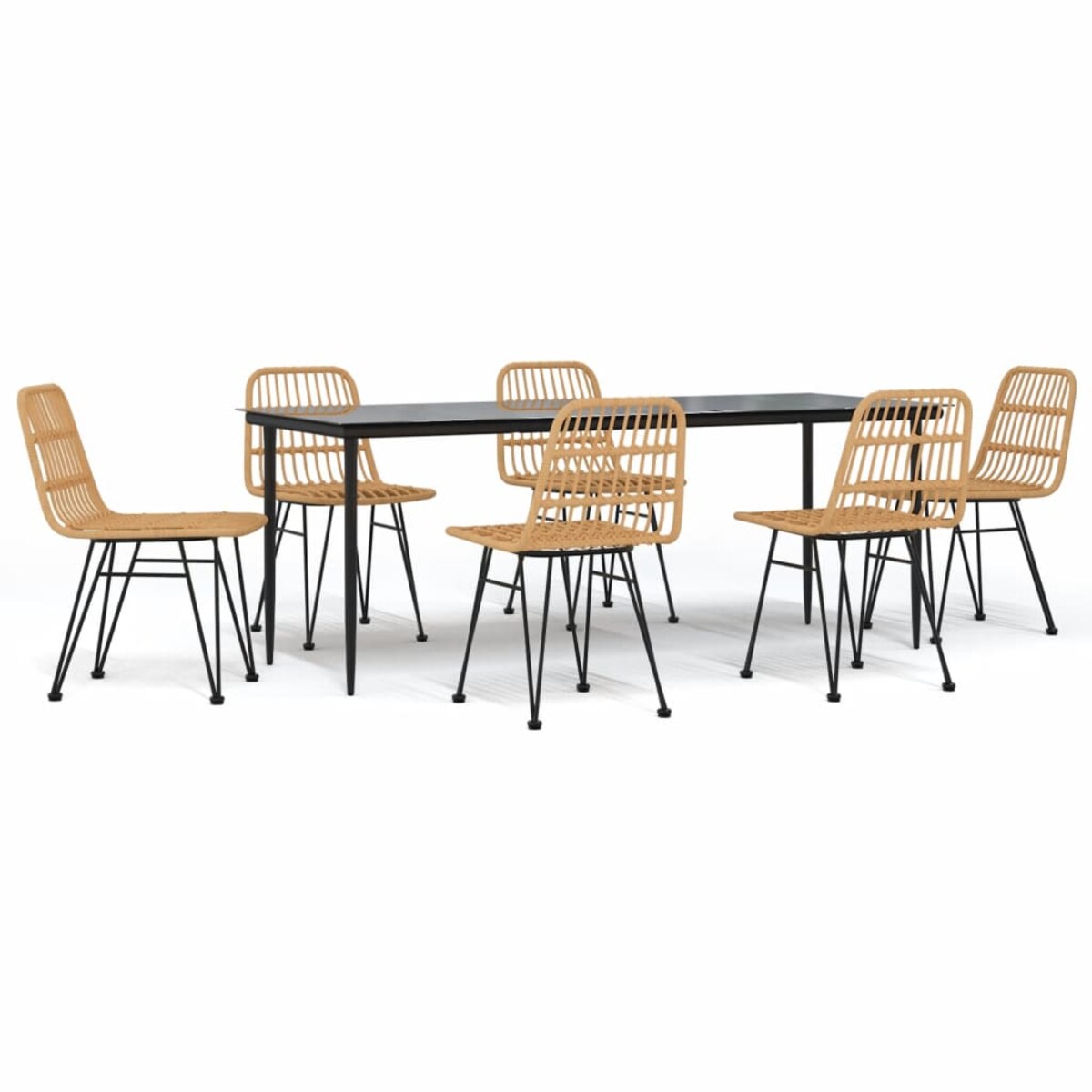 vidaXL 7-częściowy zestaw mebli ogrodowych, polirattan