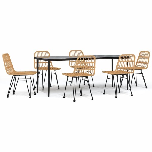 vidaXL 7-częściowy zestaw mebli ogrodowych, polirattan