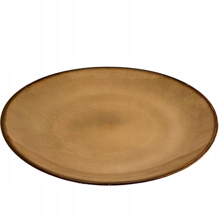TALERZ OBIADOWY DUŻY 28CM CERAMICZNY BRĄZOWY NUGAT PŁYTKI PŁASKI NA SZTUKI